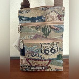 NWT Route 66 Tapestry 3 Zippered Pouch - Multicolor
